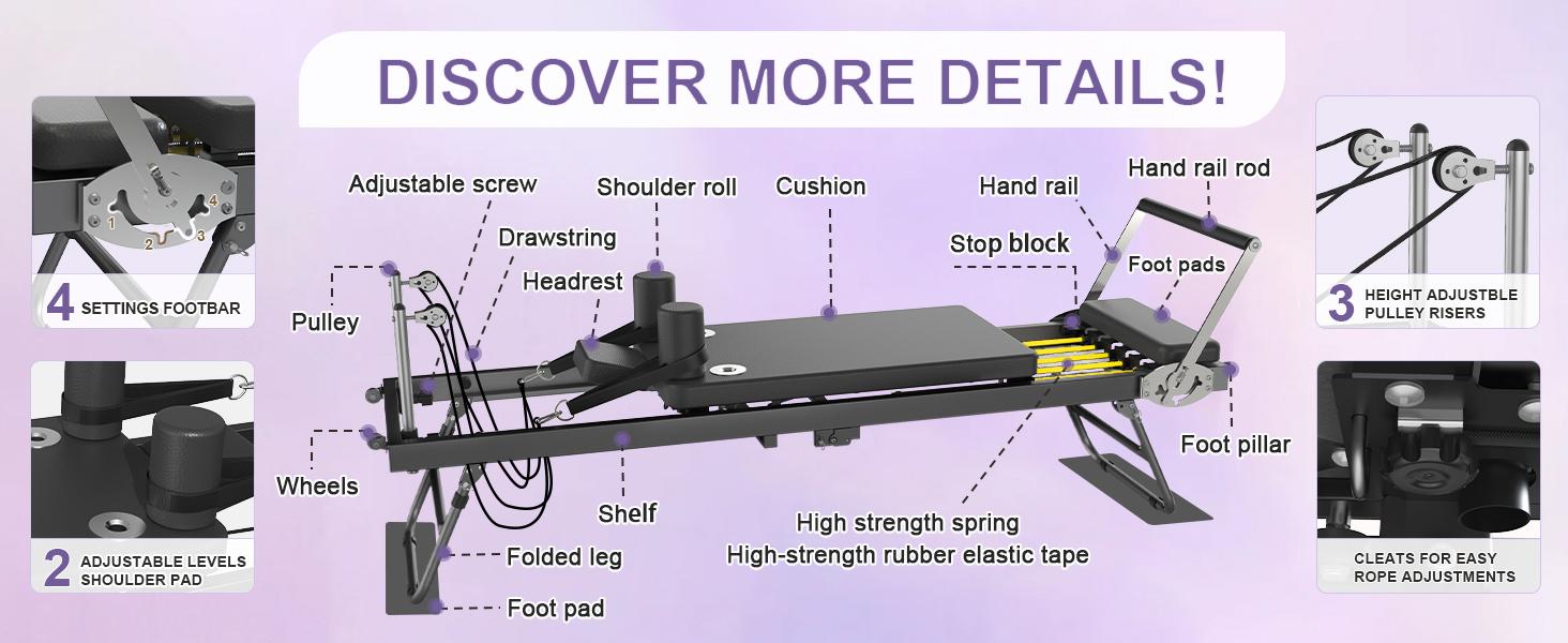 Pilates Reformer, Foldable Reformer Pilates Machine, Pilates Equipment for Home Women Use Gym Workout & Advanced and Beginners Users summervibes Pilates Reformer, Foldable Reformer Pilates Machine, Pilates Equipment for Home Women Use Gym Workout & Advanced and Beginners Users summervibes