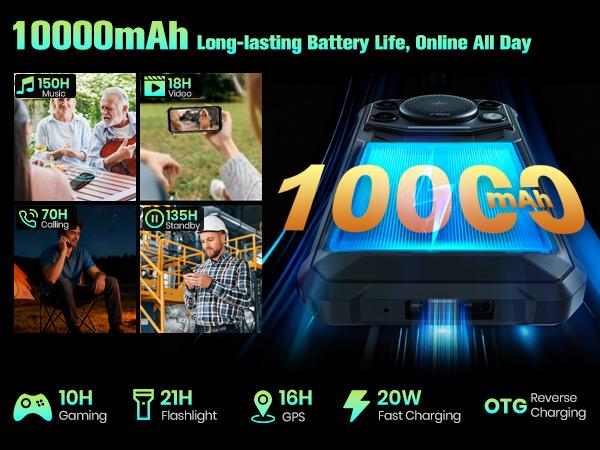 FOSSIBOT F110L Rugged Phone Android 15, 128dB Louder Speaker, 10000mAh Battery Cell Phone Unlocked, 12GB+128GB/2TB Rugged Phone, 6.745" Display Smartphone, 50MP Camera, Dual SIM/OTG/NFC/IP68/IP69K fathersdaygift