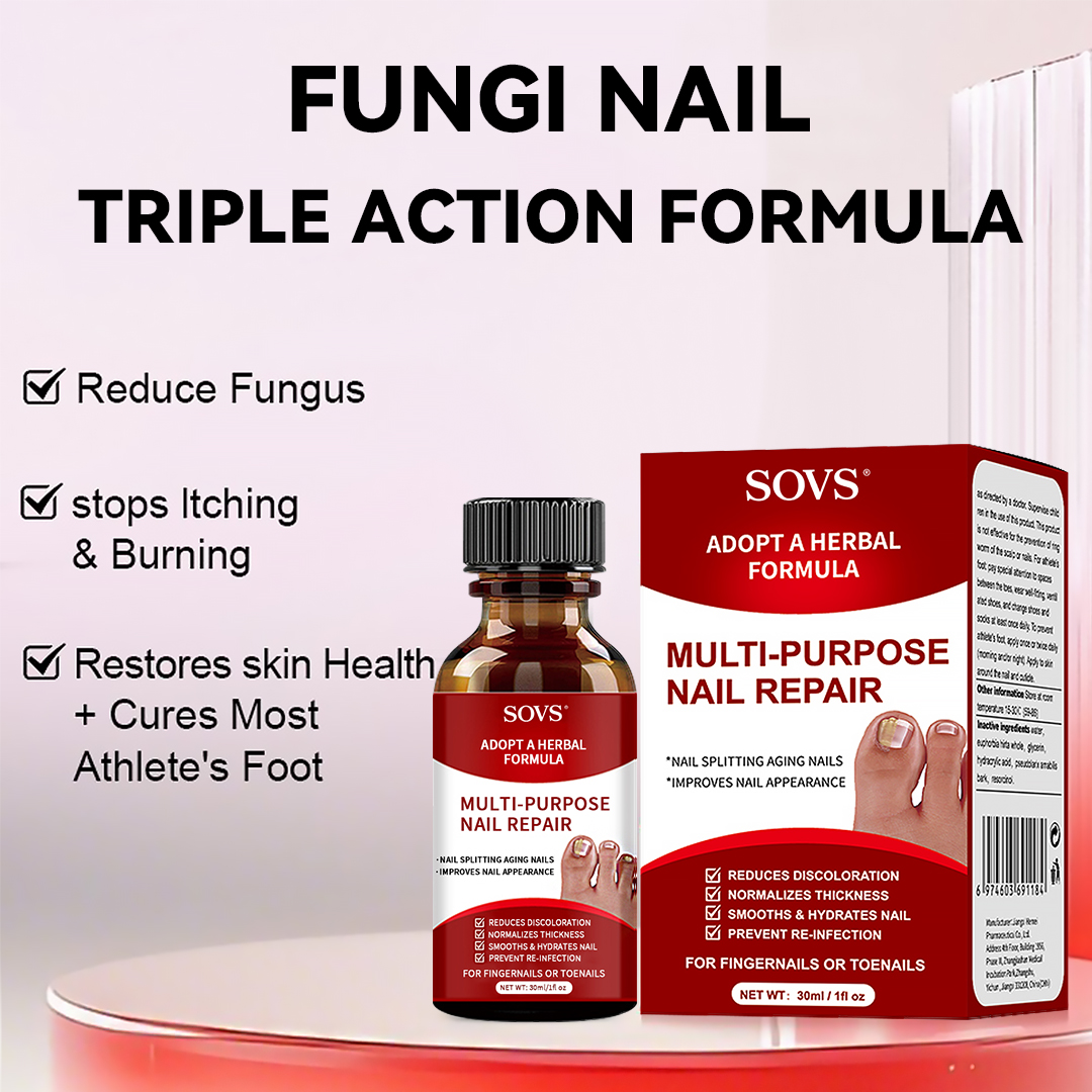 SOVS Toenail Fungus Treatment Extra Strength ,Antifungal Solution ,Triple Action Formula for Damaged Nails, Multi-Purpose Nail Repair,1 Fl Oz Manicure Therapy
