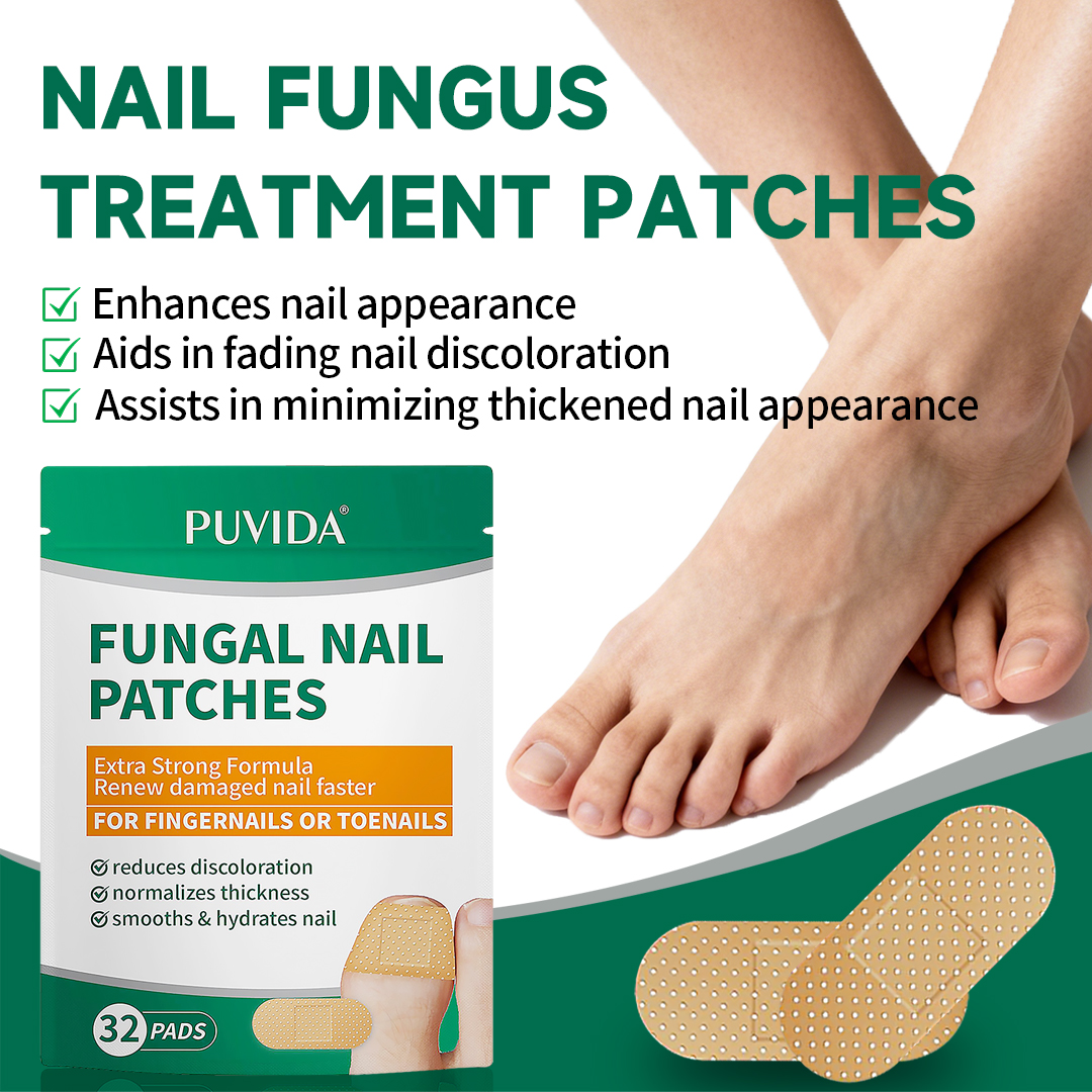 PUVIDA Fungal Nail Patches, 32 Pads Extra Strength Nail Repair Strips for Toenail & Fingernail, Restores Discolored, Thickened, Brittle Nails, 8-Week Nail Renewal Treatment