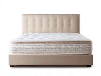 Camas dobles tapizadas de madera y cuero sintético 200x160x110 cm - beige - diseño moderno confortable-Jaravaabode