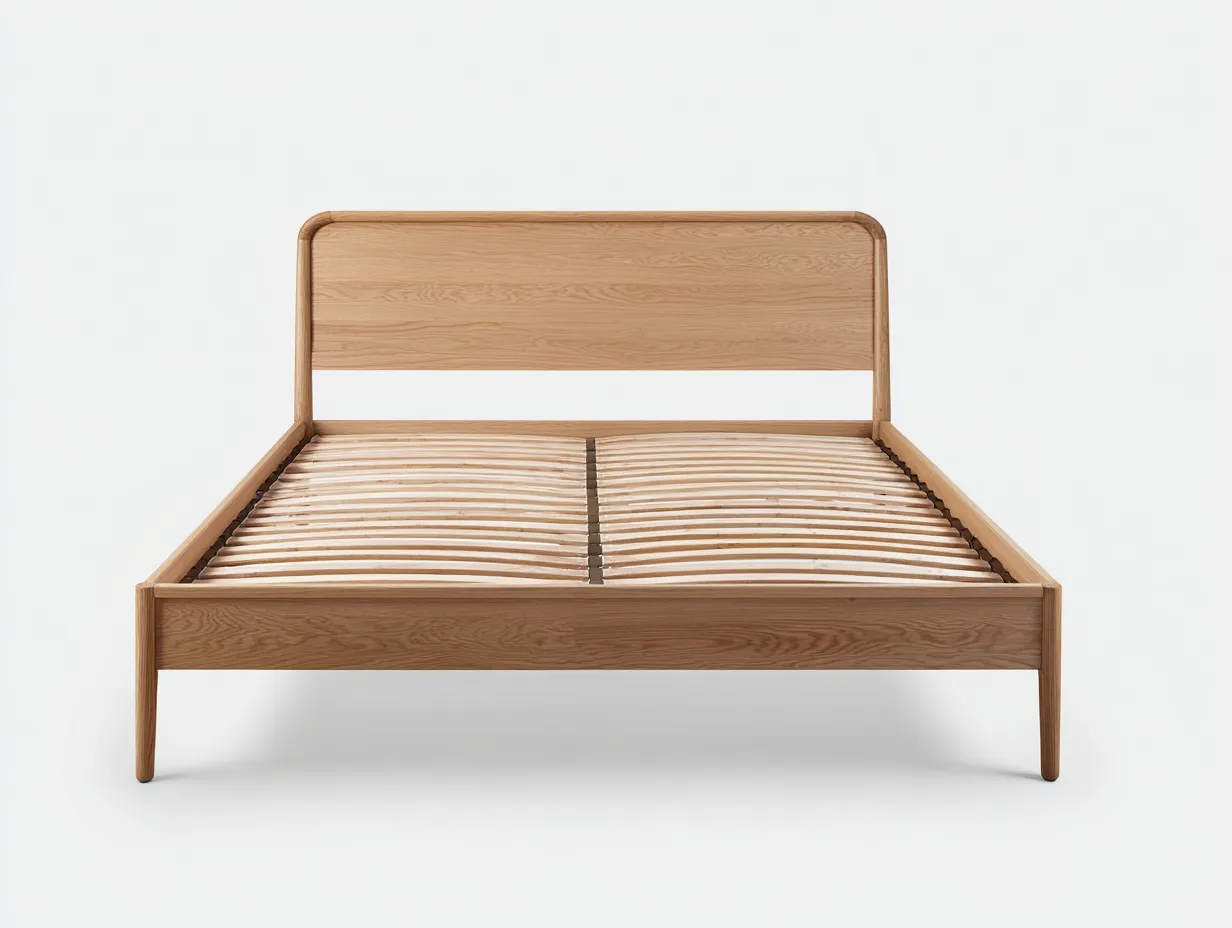 Camas dobles de madera maciza 200x160x100 cm - marrón - diseño moderno natural-Jaravaabode