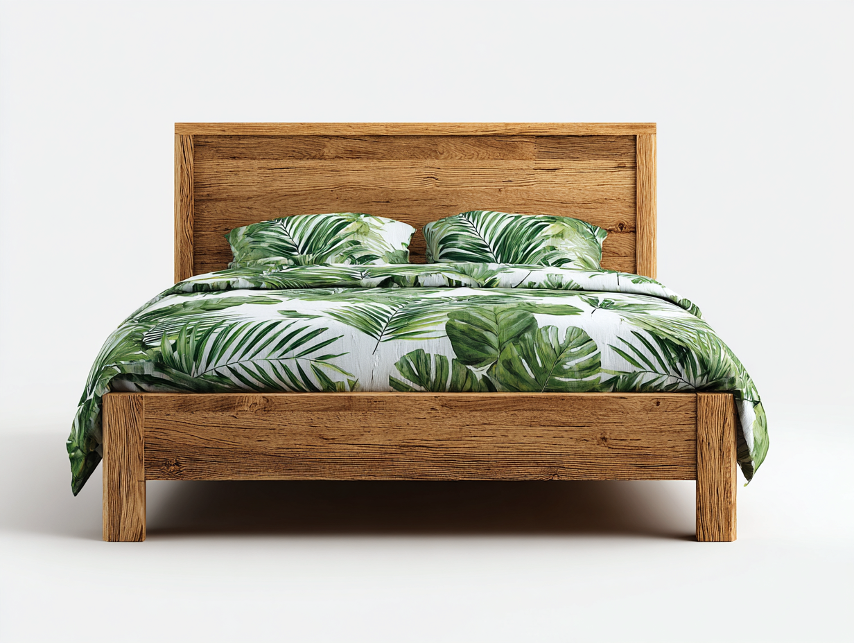 Camas dobles madera maciza 200x160x100 cm roble - diseño moderno para dormitorio-Jaravaabode