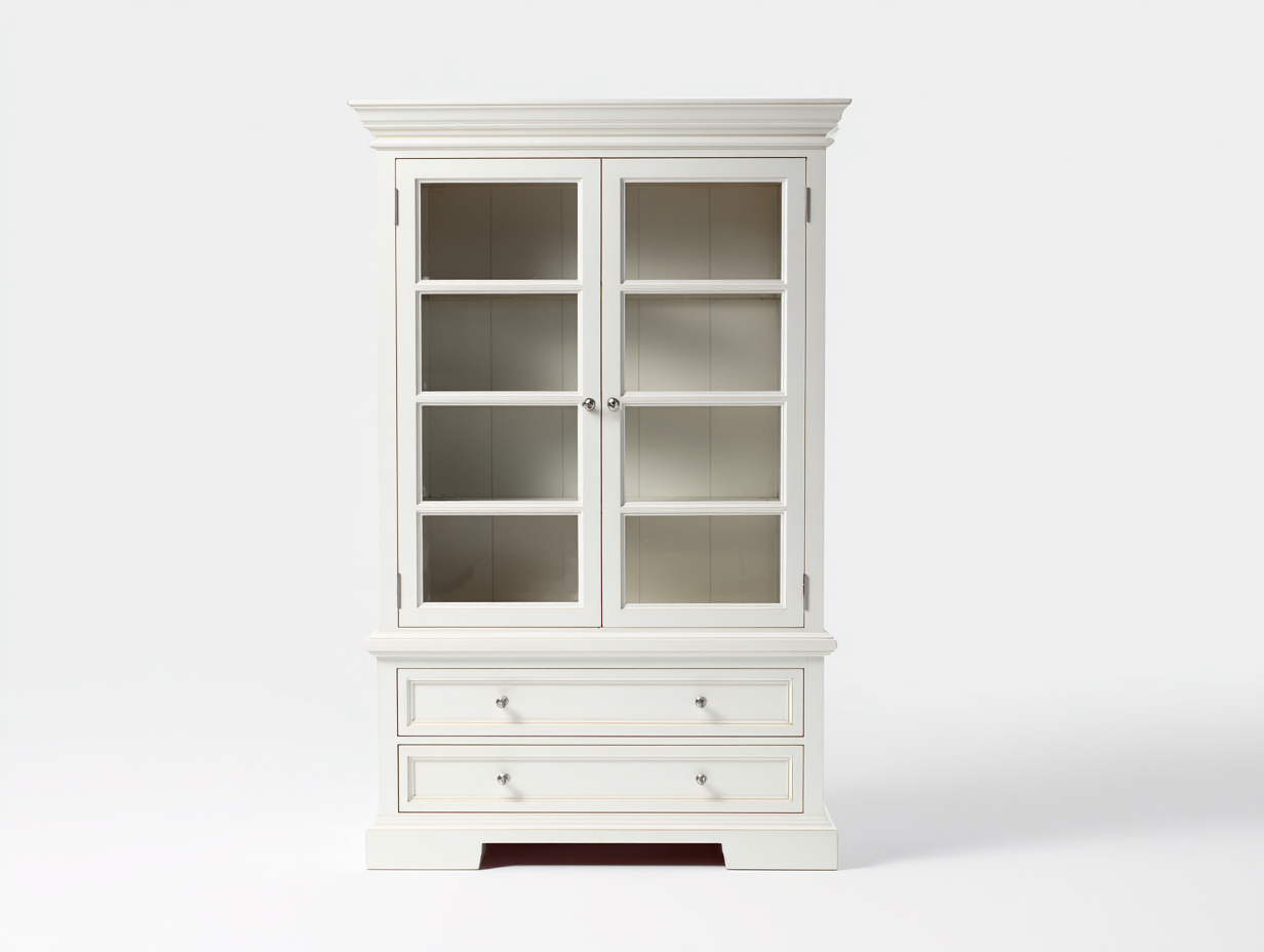 Vitrina madera-90x45x180 cm-blanco-almacenamiento con puertas de vidrio-Jaravaabode