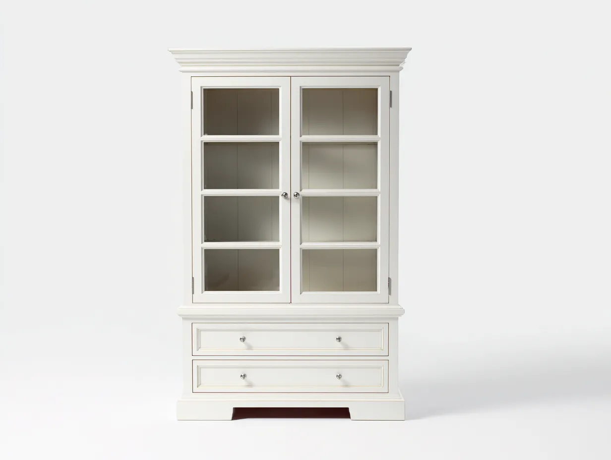 Vitrina madera-90x45x180 cm-blanco-almacenamiento con puertas de vidrio-Jaravaabode