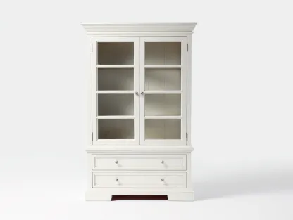 Vitrina madera-90x45x180 cm-blanco-almacenamiento con puertas de vidrio-Jaravaabode