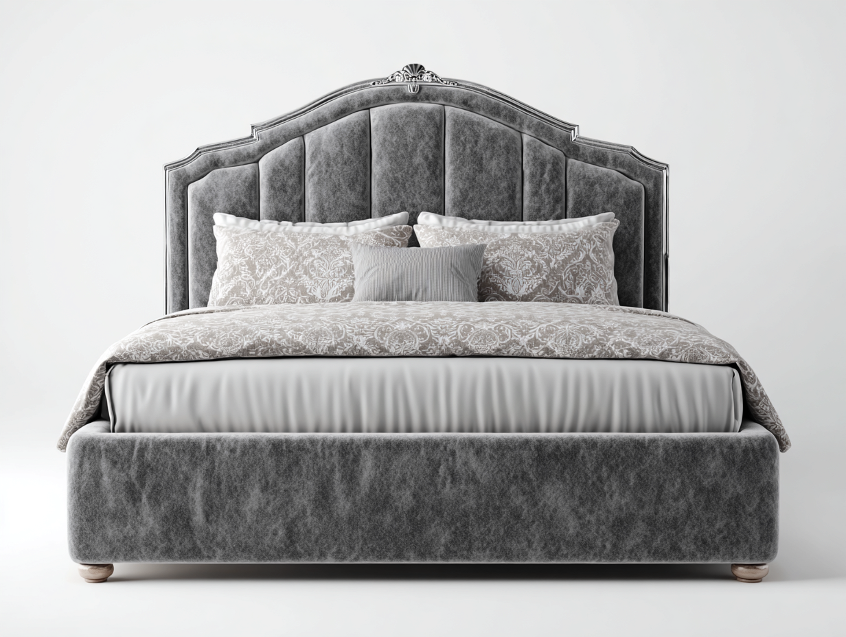 Camas dobles tapizado 200x150x115 cm gris diseño clásico acolchado elegante-Jaravaabode