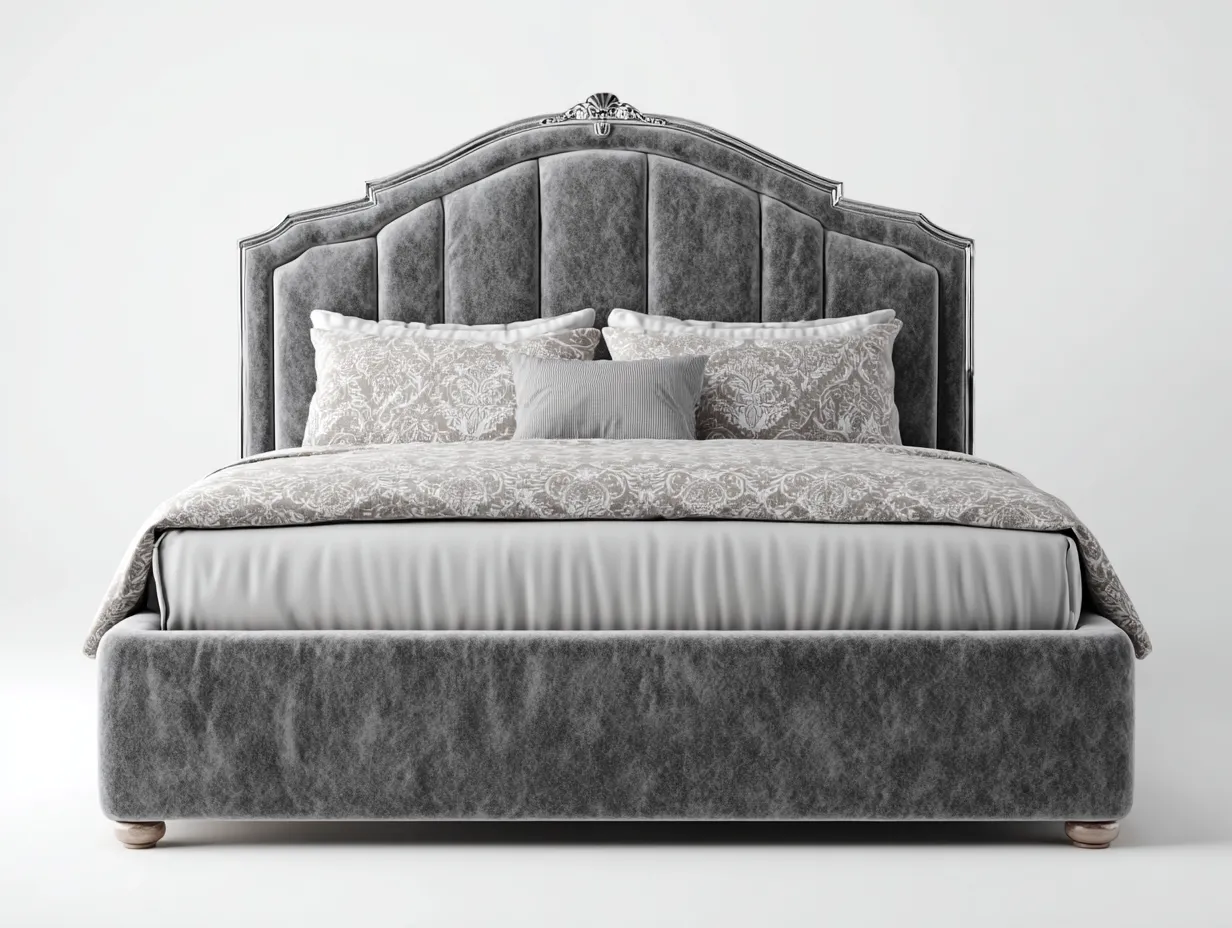 Camas dobles tapizado 200x150x115 cm gris diseño clásico acolchado elegante-Jaravaabode