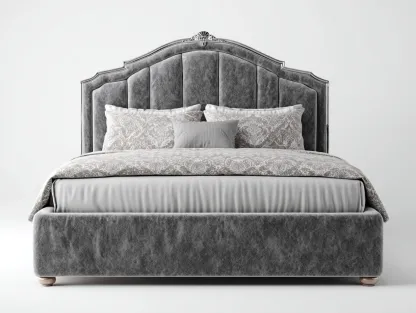 Camas dobles tapizado 200x150x115 cm gris diseño clásico acolchado elegante-Jaravaabode