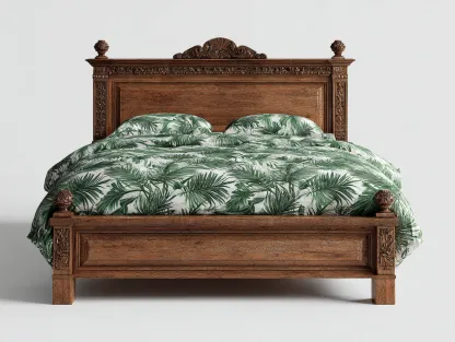 Camas dobles madera maciza tallada 200x160x115 cm marrón - diseño clásico para dormitorio-Jaravaabode