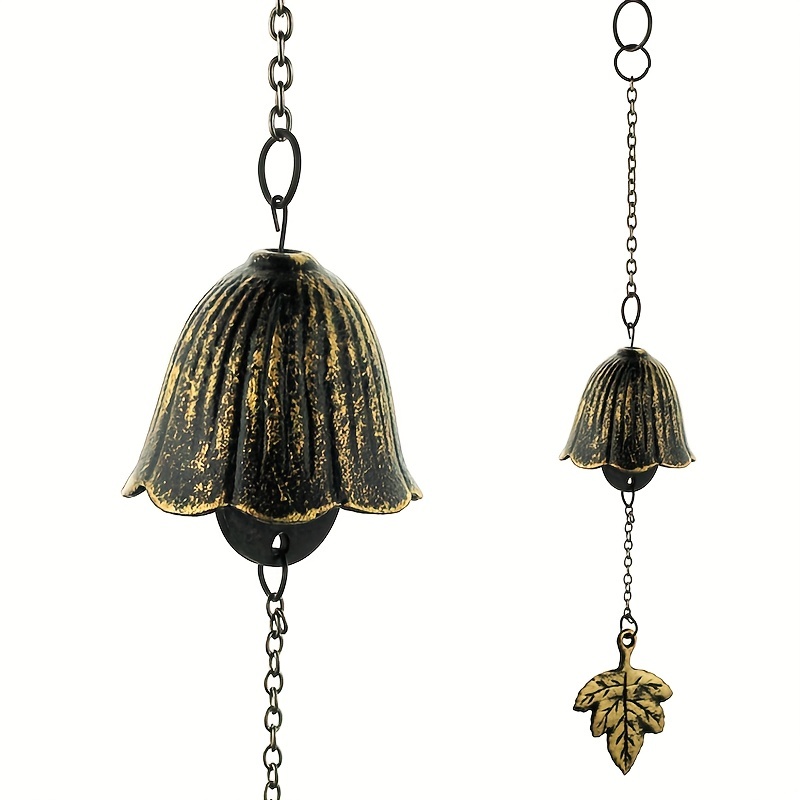 Metal Retro Hanging Leaf Bell, Balcony Outdoor Garden Hanging Decoration