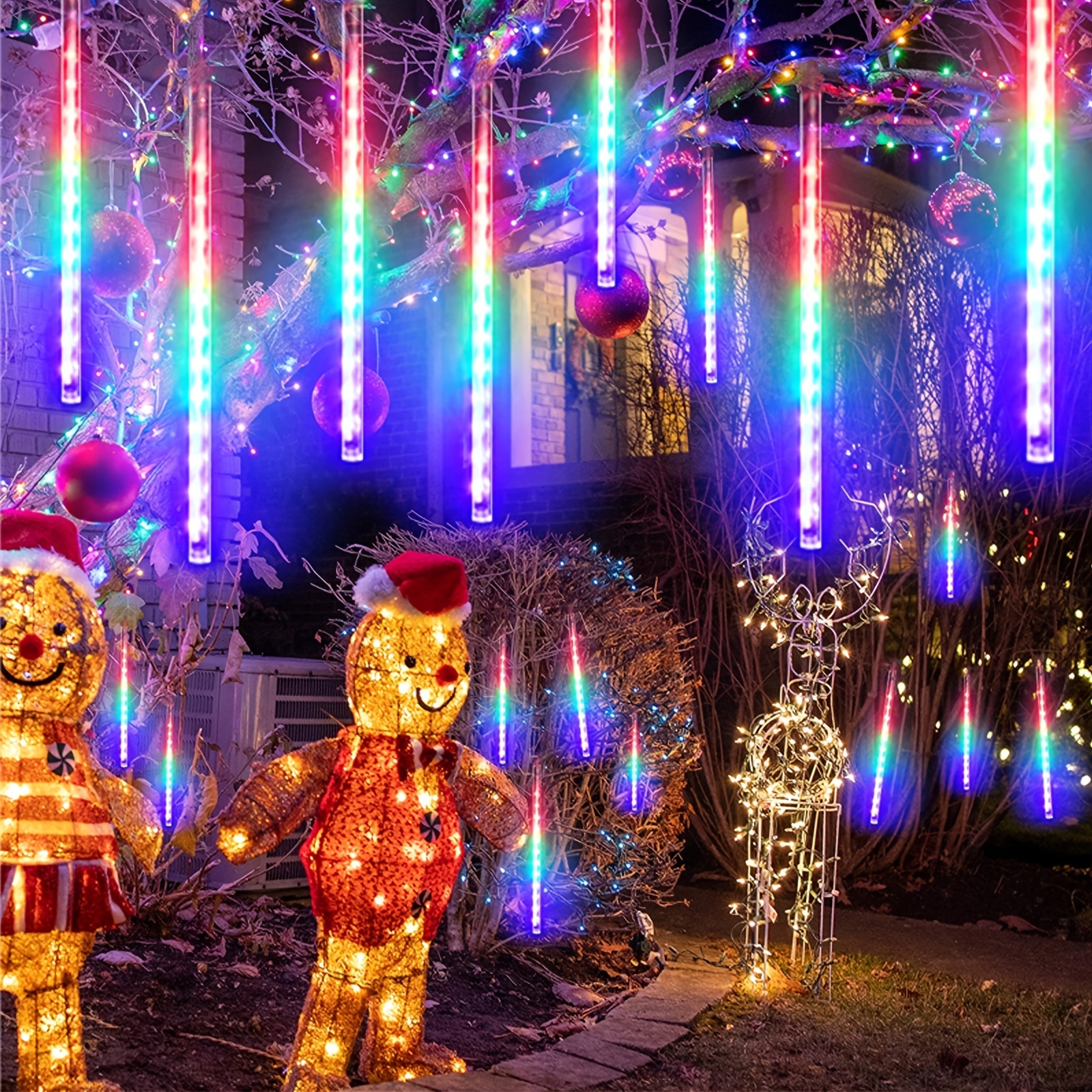 1pc Outdoor Solar Meteor Lights Christmas Lights String Lights For Garden Tree Holiday Party Decorations
