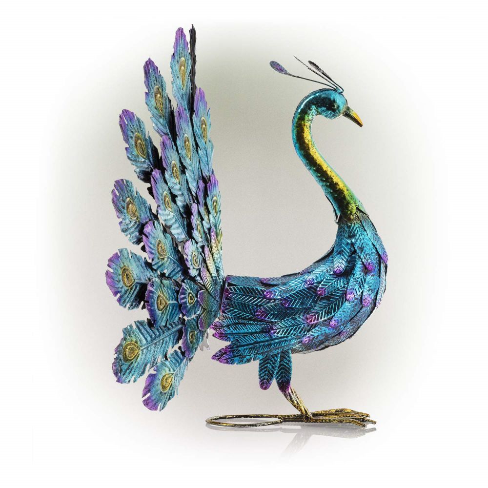 Metal Peacock Outdoor Statue
