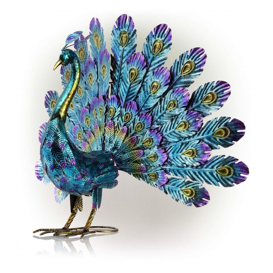 Metal Peacock Outdoor Statue