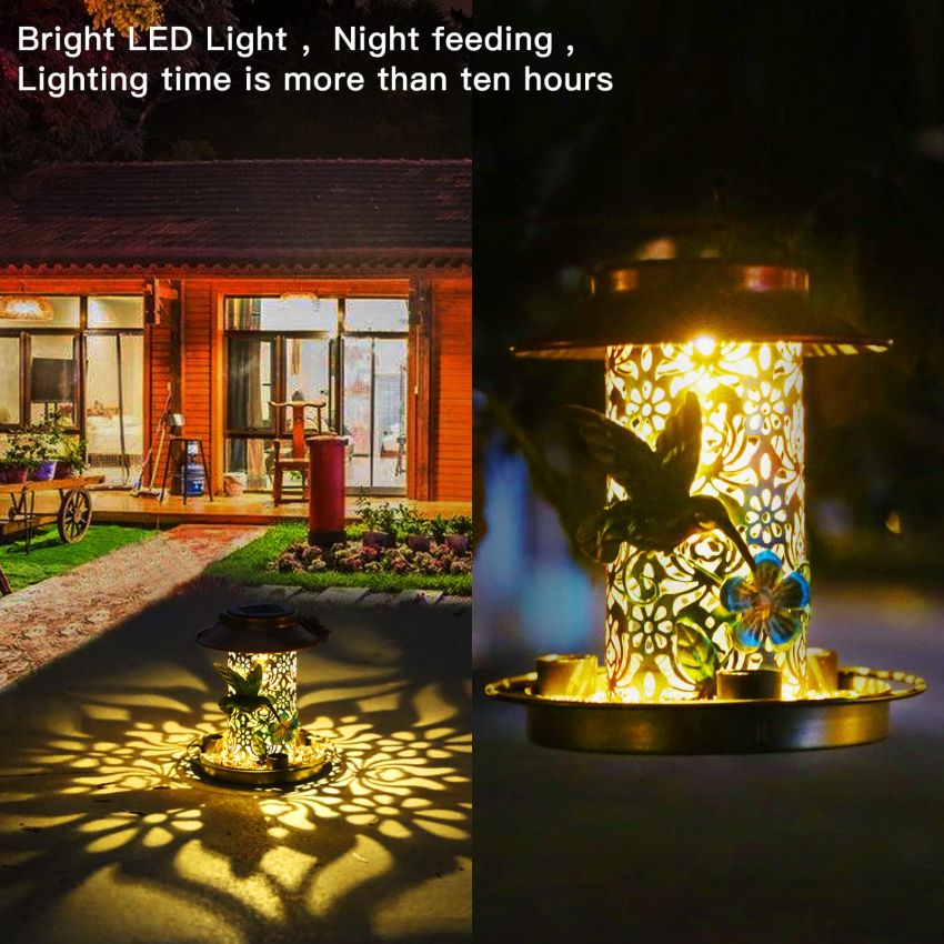 Solar-Powered Hummingbird Feeder with LED Light
