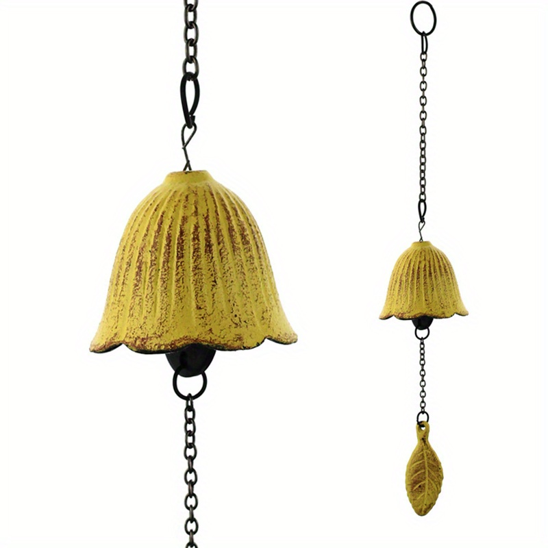 Metal Retro Hanging Leaf Bell, Balcony Outdoor Garden Hanging Decoration