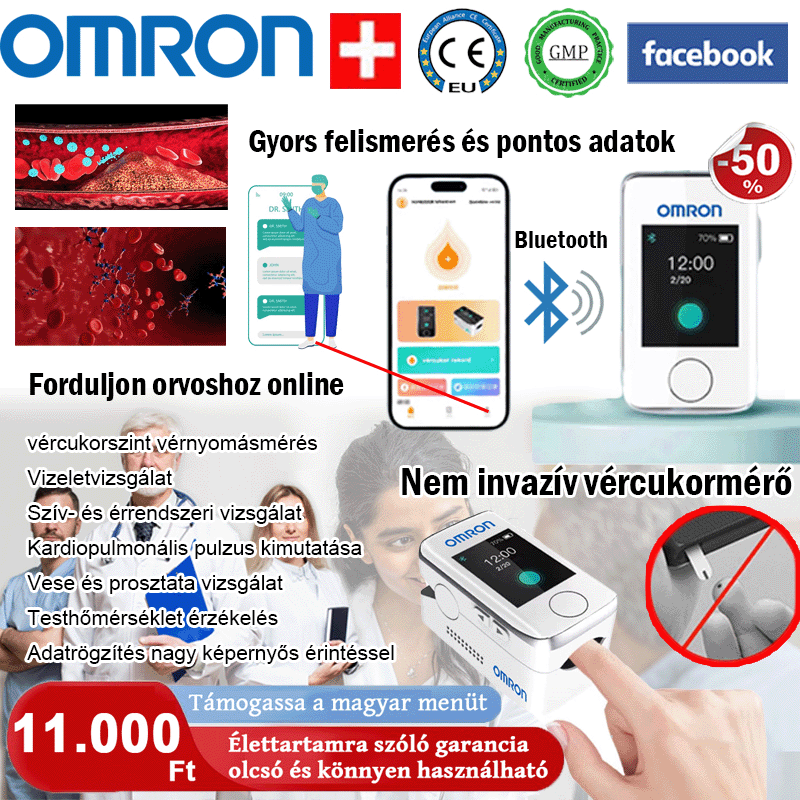 [Japánból importált] Nem invazív Omron vércukormérő nagy pontossággal