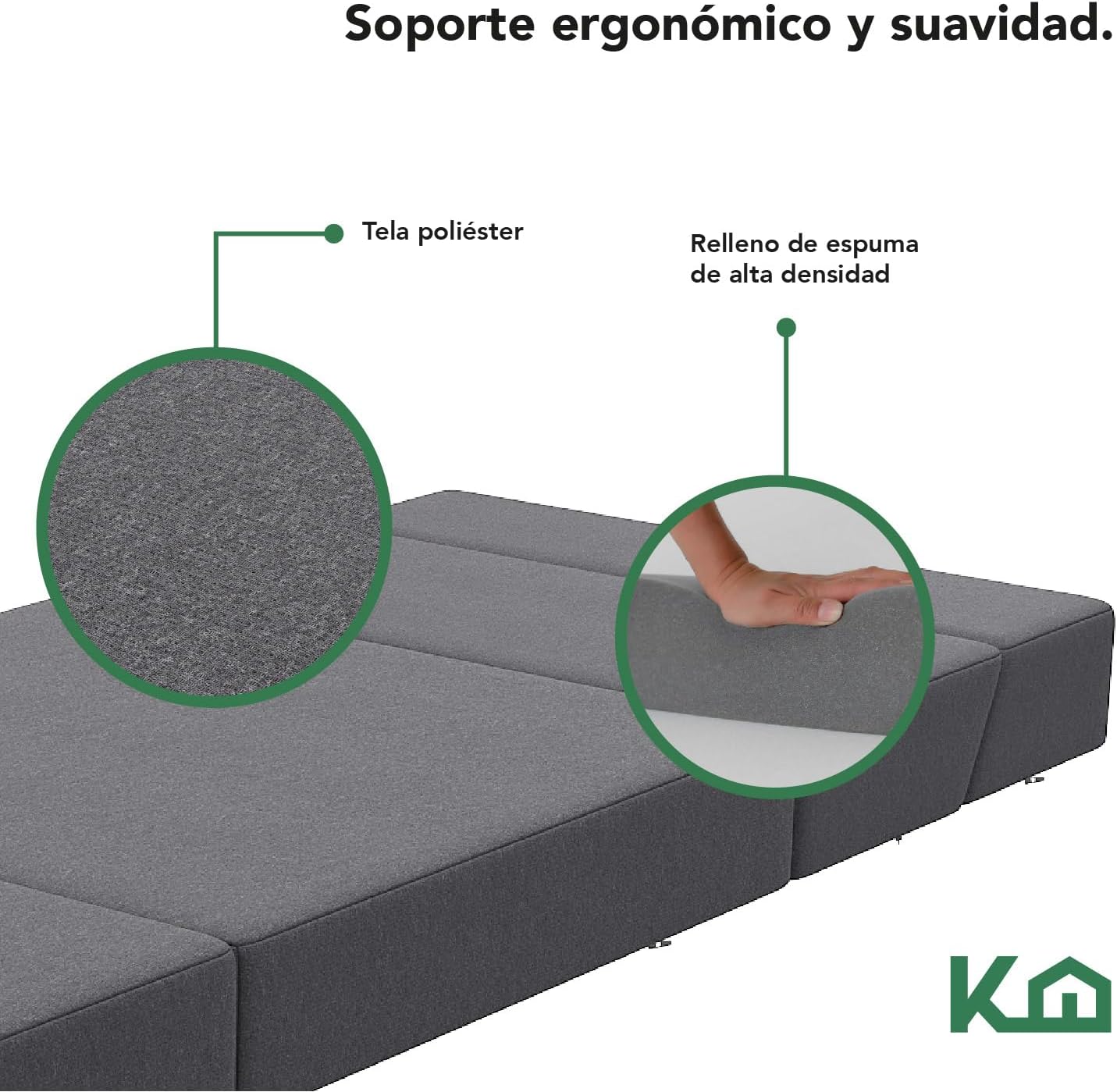 Kingshouse | Sofá Cama Matrimonial Plegable - Sillón Multifuncional y Convertible 2 en 1 - Relleno de Espuma de Alta Densidad - Funda Desmontable - Soporte Ergonómico y Suavidad Hogar, Sala, Recámara