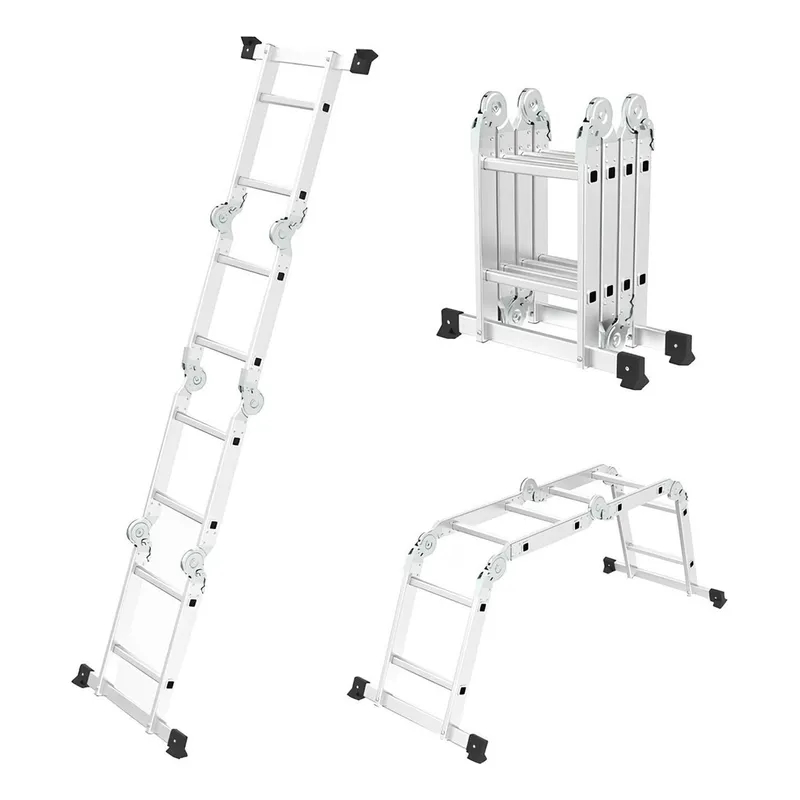 Escalera Multiuso Aluminio 2,4 Mts Plegable Resistente 3en1