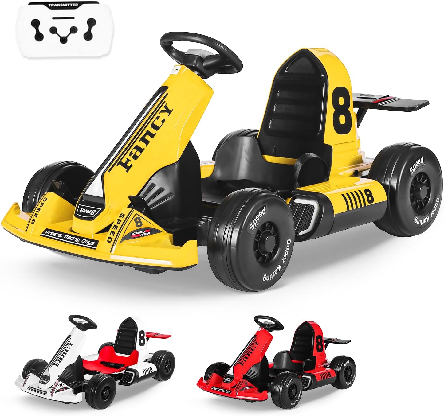 HONEYWHALE Go Kart Eléctrico para Niños con Asiento Ajustable, Modo Control Remoto, Velocidad Máxima 4km/h, Carro Electrico Niño Montable con Luz Led y Musica, Moto Electrica Infantil Niño