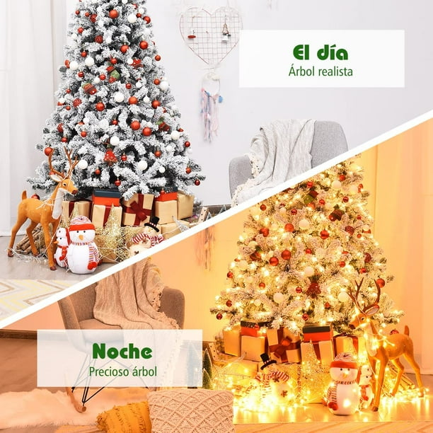 Costway 2,25m Árbol de Navidad con 1010 Ramas y 450 luces LED Ideal Como Decoración para las Fiestas Costway Modern