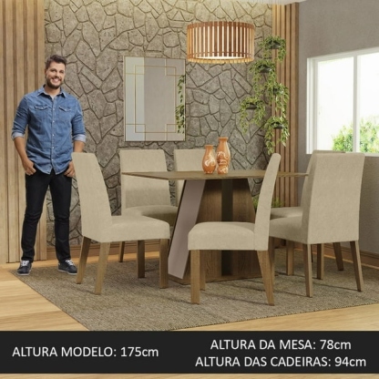 Juego de Comedor con Mesa y 6 Sillas Madesa Cheryl MCI