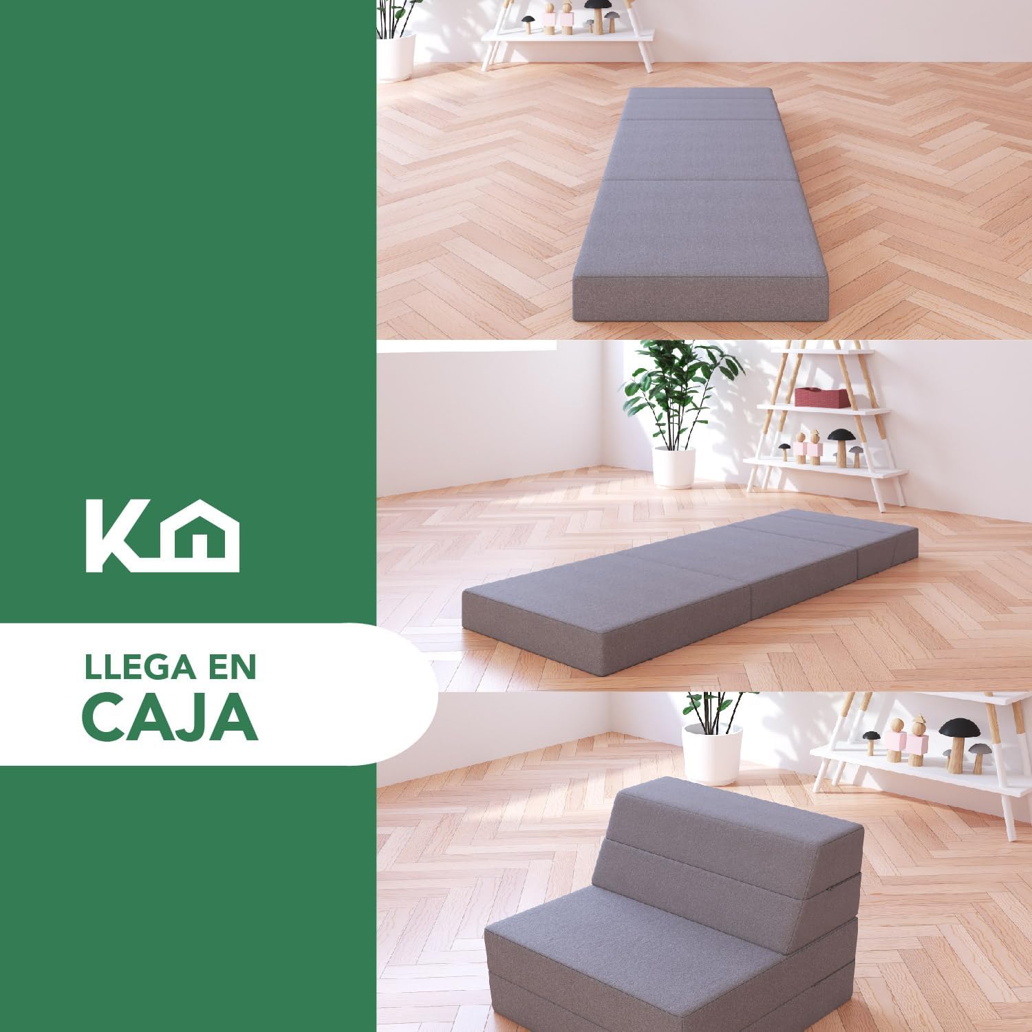 Kingshouse | Sofá Cama Matrimonial Plegable - Sillón Multifuncional y Convertible 2 en 1 - Relleno de Espuma de Alta Densidad - Funda Desmontable - Soporte Ergonómico y Suavidad Hogar, Sala, Recámara
