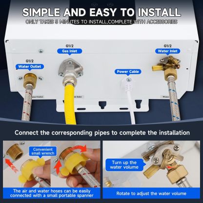 Calentador de agua sin tanque, propano, 4.21 GPM 16 L para interiores, calentador de agua de propano constante, calentador de agua de gas propano caliente instantáneo con visualización digital