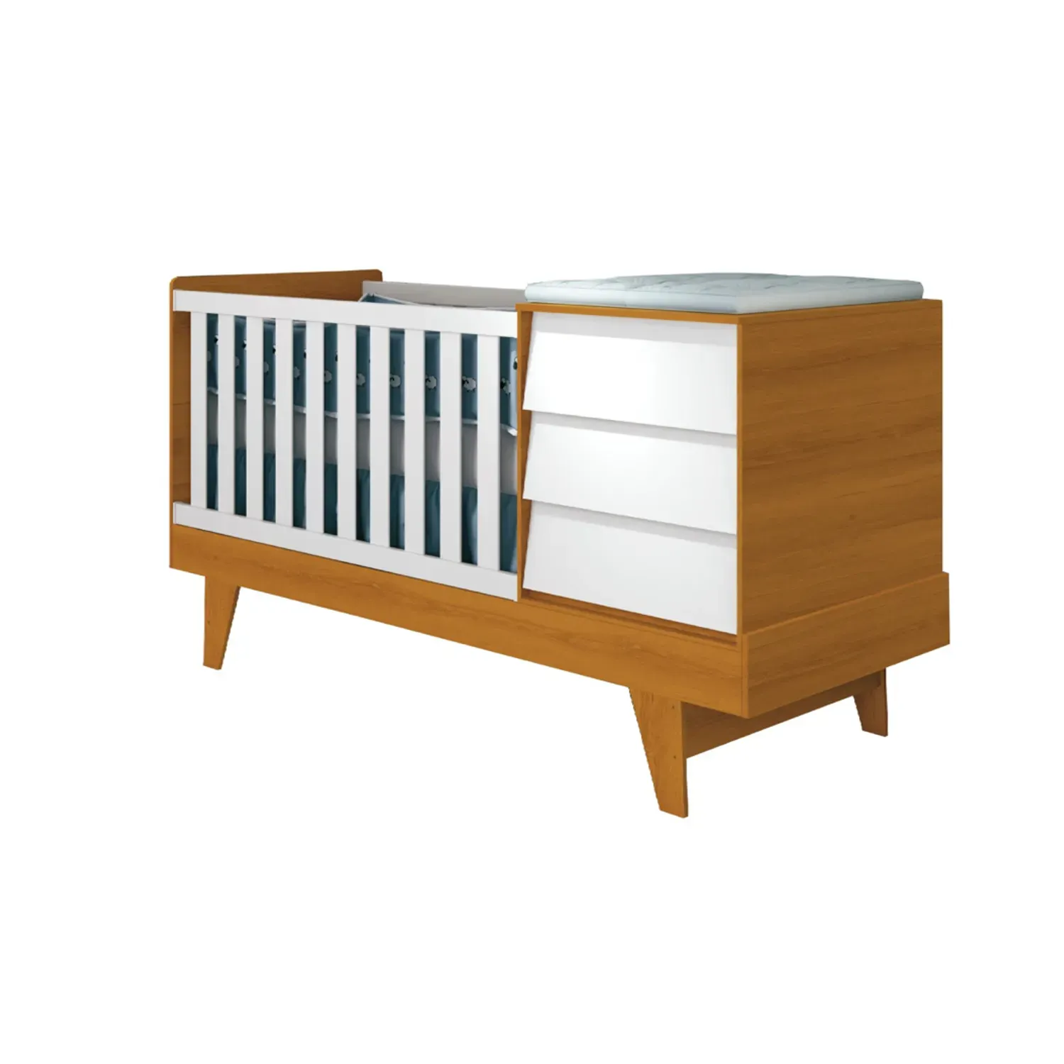 CUNA 3 EN 1 CON COMODA NOAH PRINCE BLANCO CARAMELO
