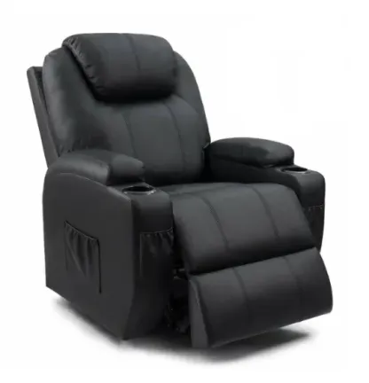 Silla reclinable de piel sintética con función de masaje y calefacción-taza