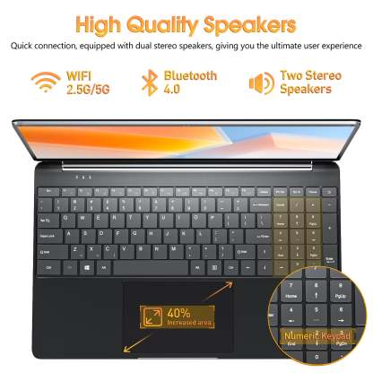 SGIN portátil de 15,6 pulgadas, 8 GB DDR4, 256 GB SSD, Windows 11 con procesador Intel Celeron de 4 núcleos, HD IPS 1366x 768
