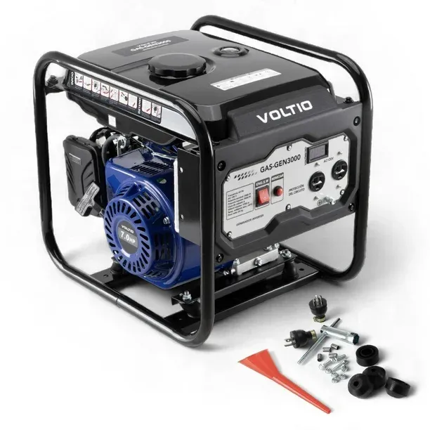 Generador a Gasolina 3000W 120V Portátil, Compacto y Silencioso, Corriente Estable, Motor 4T, 7L de Capacidad, Ideal para Hogar, Emergencias y Camping gris