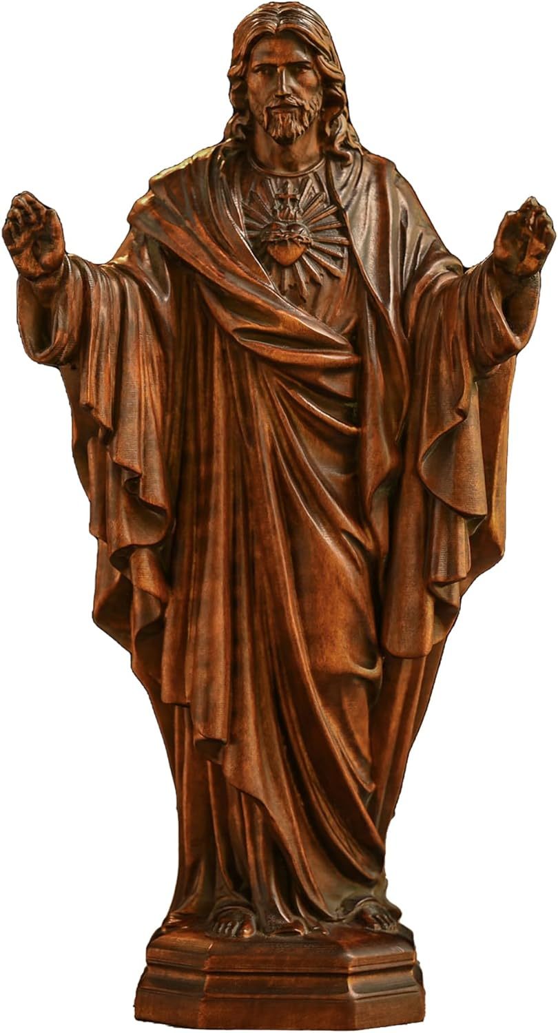 BGCOPPER - Estatua de madera de Virgen María, adorno de figura virgen católica, regalo religioso para decoración del hogar, Navidad, 8.6 pulgadas