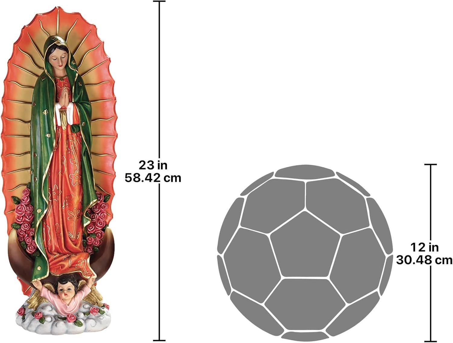 Design Toscano The Virgin of Guadalupe Religious Garden Decor Statue, Medium, Full Color