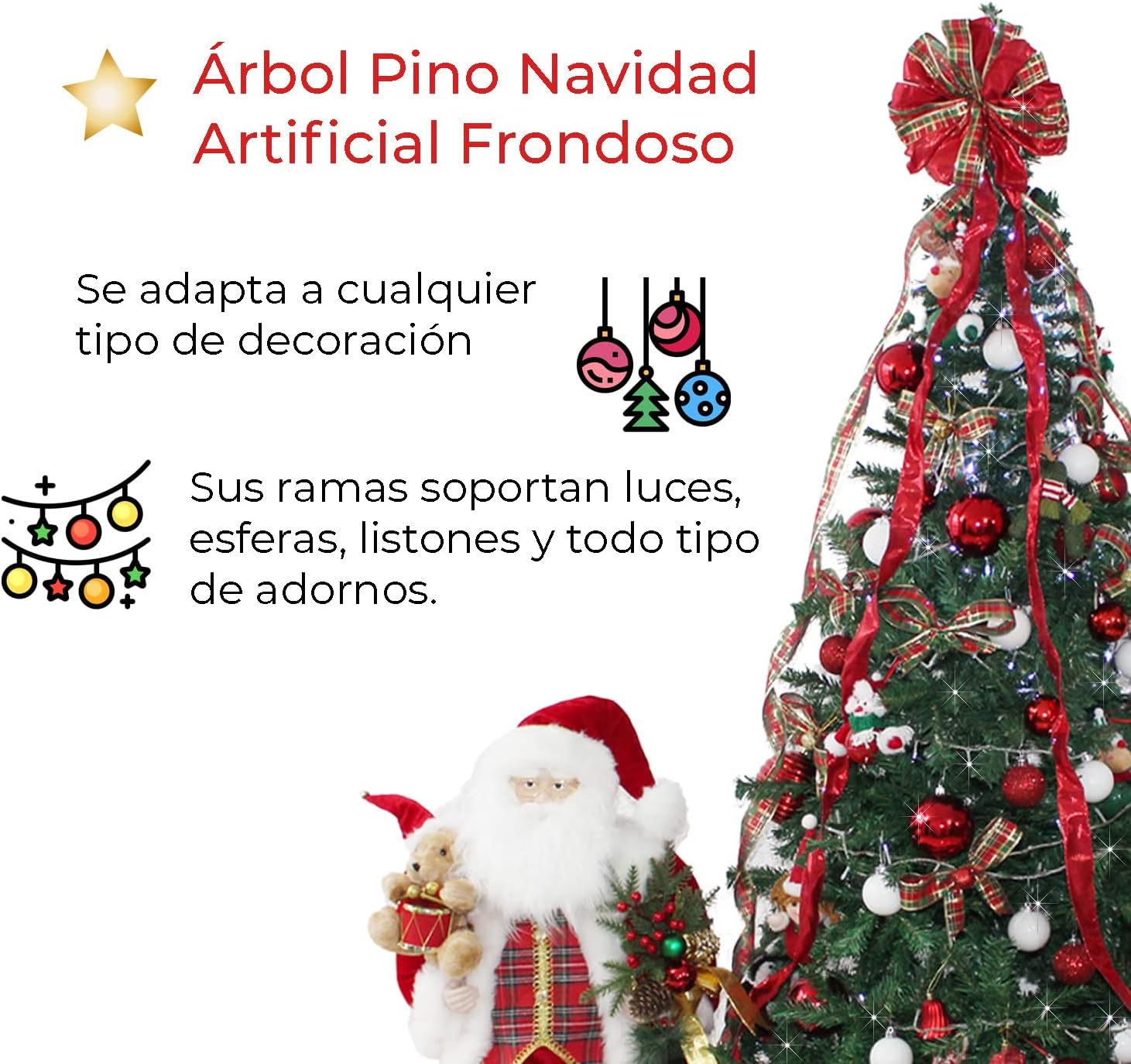 JARDIMANÍA, Árbol Navidad Premium, Pino Artificial, 630 Ramas, 180 cm de Altura