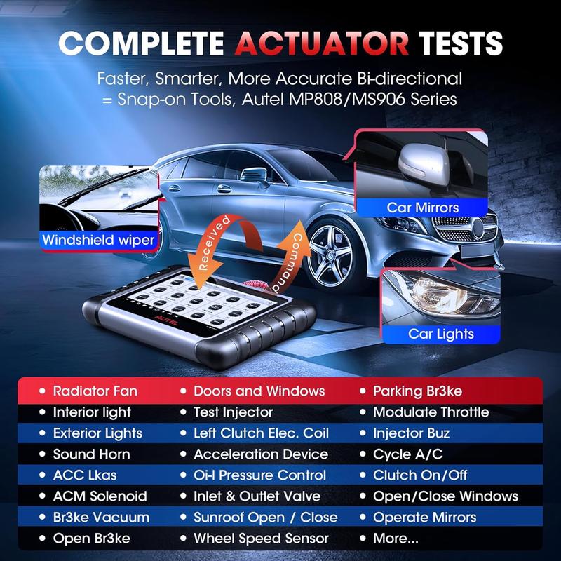 Escáner de diagnóstico automotriz bidireccional para todos los sistemas, con más de 28 funciones de servicio y prueba activa.
