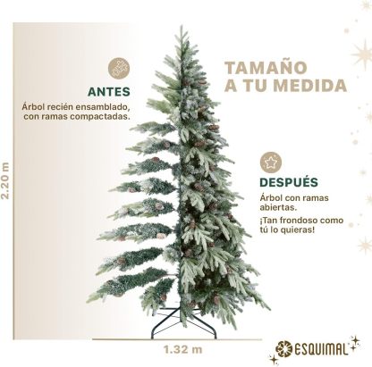 ESQUIMAL Árbol de Navidad Escarchado Follaje Mixto, Pino Navideño con Nieve Artificial (Verde Puntas Nevadas, 1.80 m)