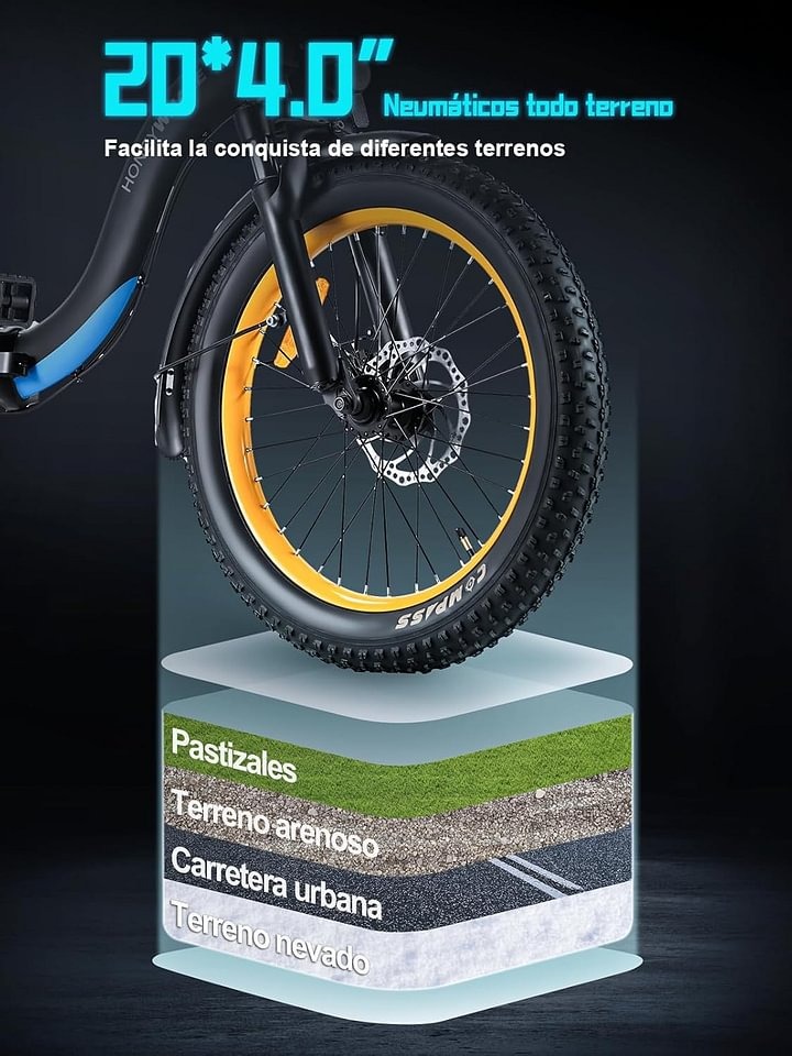 HONEYWHALE BW02 Bicicleta Electrica Plegable para Adultos, Potencia Máxima del Motor 790W, Velocidad Máxima 40KM/H, Autonomía 40-45KM, Batería (48V, 10.4AH), Scooter de Movilidad