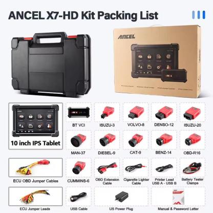 10'' Heavy Duty Truck Scanner Bidirectional Diesel Tool with DPF, ECU Coding, 40+ Resets for Cummins, Detroit, Caterpillar, Volvo, Paccar