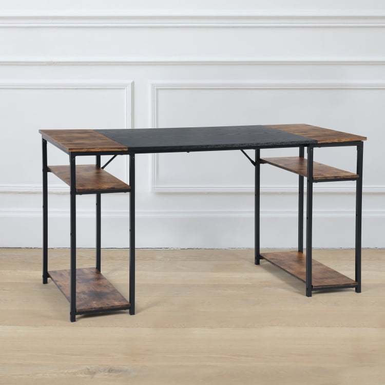 Escritorio Grande 140cm Color Madera con Negro,con Bolsa de Almacenamiento