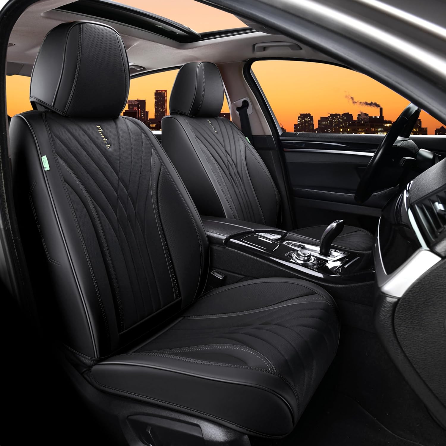 FLORICH - Juego completo de fundas de asiento de piel, fundas universales para 5 asientos, protector de asiento de coche, cojín de piel para asiento de coche, fundas de asiento de automóvil marrones,