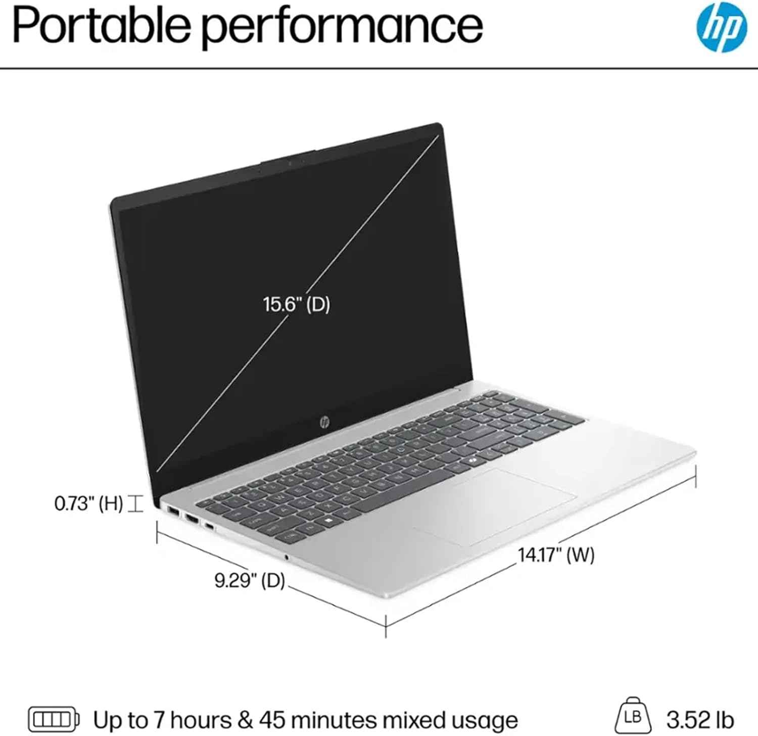 HP Laptop 15 Intel Core i5 1235U 16GB RAM 256GB SSD 15.6" Windows 11 Home Teclado en Ingles + Mouse DXT