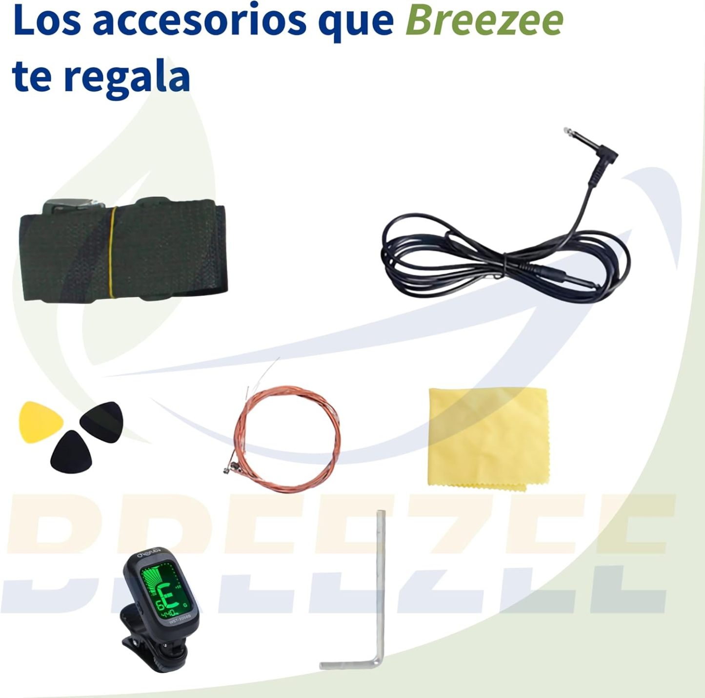 BREEZEE Guitarra Electroacústica de 41 Pulgadas con Cuerdas de Metal, Ecualizador de 4 Bandas, Incluye Funda, Afinador, Cuerdas Extra, Cable Auxiliar y Más, Guitarra Para Expertos Y Principiantes