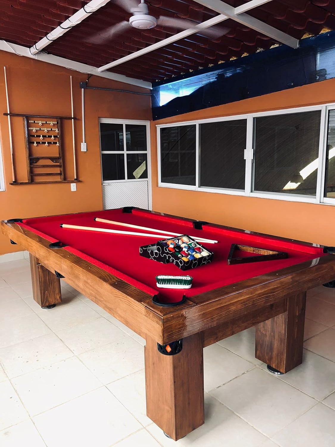 Mesa de Billar con Cubierta para Comedor Hecha a Mano en México Mesas Profesionales (Rojo)