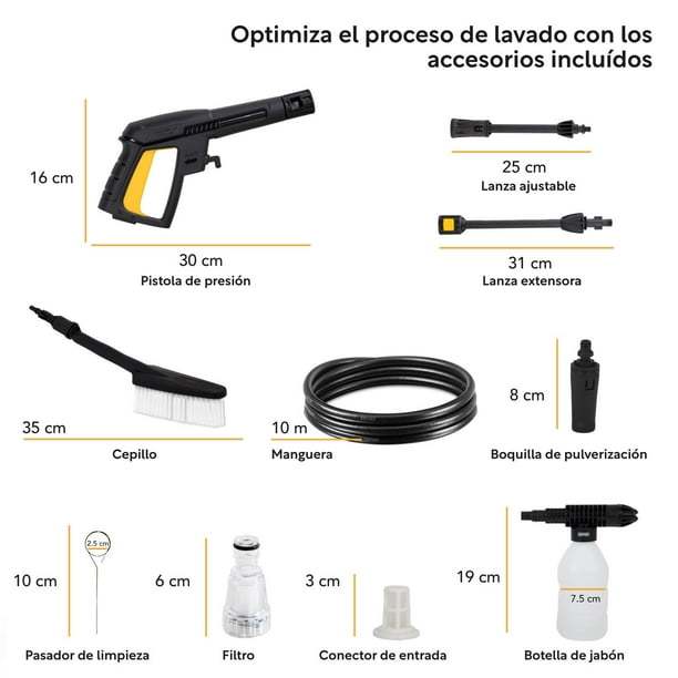 Hidrolavadora Eléctrica Portátil 2000 Psi + Cepillo + Accesorios Kingsman HIDROKING2000RM