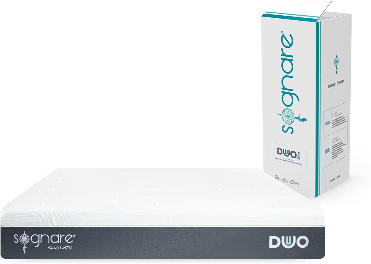 Sognare Duo 2.0 Colchón Tamaño Matrimonial Semi Firme Memory Foam, Fun
