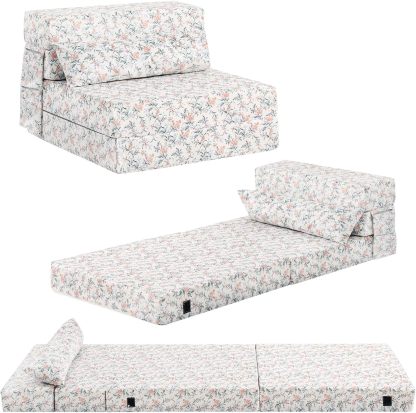 Tiita - Sillón de futón, tamaño individual, sofá cama plegable con almohada, colchón de piso y futón para sala de estar, recámara, uso de invitados, departamento