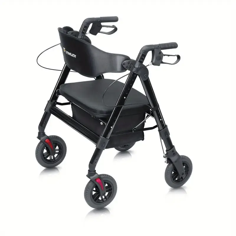 Andador de ruedas resistente para personas grandes de 450 libras, con asiento extra espacioso, NO apto para puertas estándar de 26" de ancho, un poco voluminoso para personas mayores ligeras