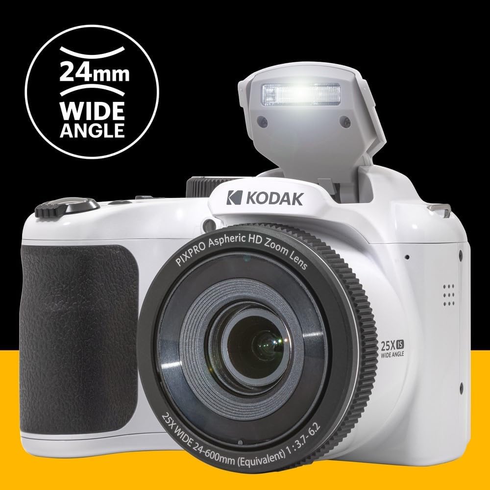 KODAK PIXPRO AZ255-RD Cámara Digital de 16 MP, Zoom óptico de 25 x 24 mm, Lente Gran Angular, estabilización óptica de Imagen, 1080P, Full HD, Video, cámara de vlogging LCD de 3 Pulgadas (Rojo)