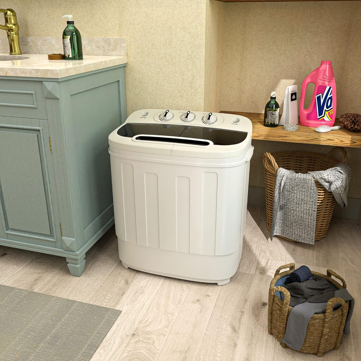 Lavadora portátil de ropa con secadora giratoria, lavadora y secadora compacta, pequeña y ligera lavadora para el hogar, apartamentos, habitaciones de recámara